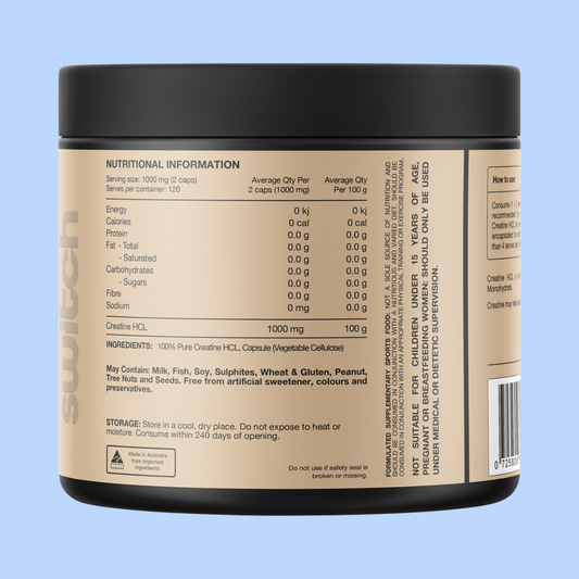 Switch Nutrition Creatine 100% Pure HCL 240 Caps